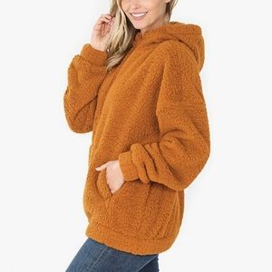 Soft Almond Sherpa Zip Hoodie size Medium